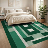 Green Geometric Modern Emerald Green Geometric Block Area Rug