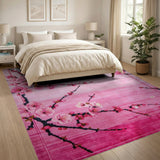 Pink Cherry Blossom Floral Floral Vintage Area Rug