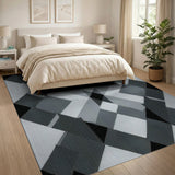 Black and White Monochrome Geometric Diamond Area Rug