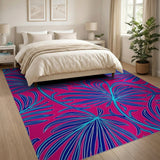 Vibrant Pink Palm Frond Area Rug