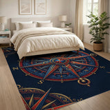 Nautical Compass Rose Pattern Area Rug