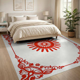 Red Ornate Papercut Sunburst Area Rug