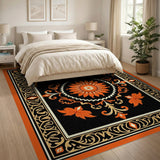 Orange Vibrant Orange Medallion Persian Area Rug