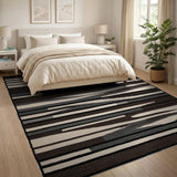 Modern Irregular Stripe Brown Tan Area Rug