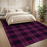 Purple Black Plaid Geometric Area Rug