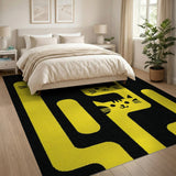 Yellow Playful Yellow Cartoon Cats Area Rug
