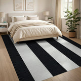 Geometric Modern Striped Bold Black White Vertical Striped Area Rug