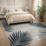 Navy Palm Leaf Coastal Area Rug