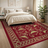 Red Gold Bells Berry Ornate Area Rug