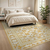 Gold and Silver Gold Geometric Persian Area Rug