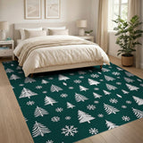 Emerald Green Christmas Tree Snowflake Area Rug