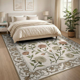 Blush Rose Floral Vintage Area Rug