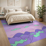 Whimsical Purple Clouds Mountains Area Rug