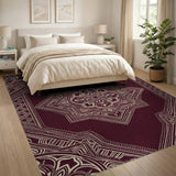 Red Deep Red Persian Medallion Area Rug