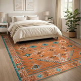 Terracotta Orange Southwestern Geometric Rug