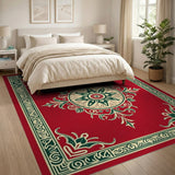 Red Traditional Persian Medallion Red Area Rug