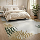 Abstract Palm Frond Area Rug in Beige Neutrals