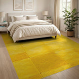 Vibrant Yellow Patchwork Shag Rug