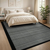 Grey Textured Grey Striped Woven Area Rug