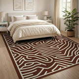 Brown Tan Maze Labyrinth Area Rug