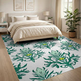 Emerald Green Acanthus Leaf Damask Rug