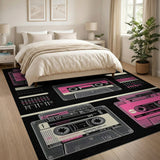 Retro Pink Cassette Tape Area Rug