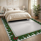 Festive Holly Berry Border Area Rug