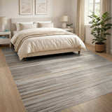 Beige and Neutral Geometric Modern Beige Neutral Striped Geometric Area Rug