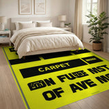 Vibrant Yellow Black Typographic Area Rug