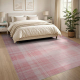 Blush Pink Plaid Area Rug
