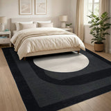 Black White Geometric Moon Area Rug
