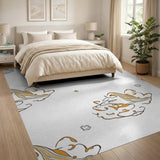 Whimsical Golden Clouds and Doves Area Rug