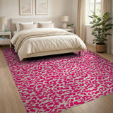 Pink Vibrant Pink Leopard Print Area Rug