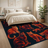 Geometric Orange Tabby Cats Area Rug