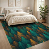 Teal Pine Forest Area Rug