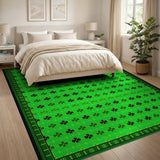 Geometric Modern Vibrant Green Shamrock Clover Area Rug