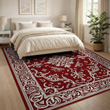 Elegant Red Ornate Medallion Rug