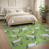 Playful Safari Animals Green Kids Rug