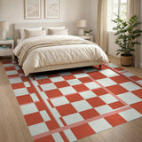 Red Bold Red Checkered Geometric Area Rug