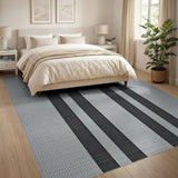 Bold Black Vertical Stripe Woven Area Rug