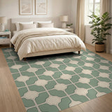 Green Scalloped Geometric Area Rug