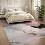 Multi-color and Patterns Pink Gold Vein Abstract Marble Area Rug