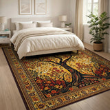 Tree of Life Persian Area Rug in Gold Floral Motif