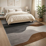 Abstract Wavy Grey Area Rug