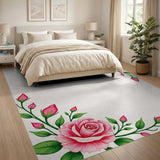 Elegant Pink Rose Cascade Area Rug