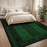 Emerald Green Heritage Tribal Geometric Rug
