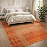 Bold Orange Striped Geometric Area Rug