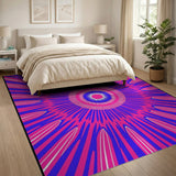 Radiant Pink Purple Sunburst Geometric Area Rug