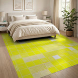 Geometric Modern Yellow Vibrant Yellow Geometric Grid Area Rug
