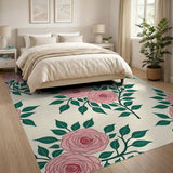 Pink Pink Roses Floral Vintage Area Rug